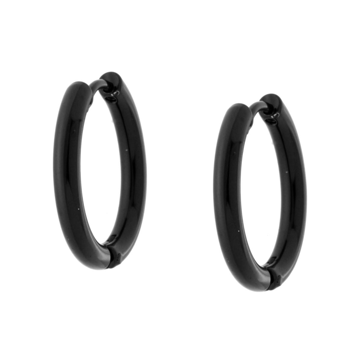 Orecchini Cerchio Scattino mm 18 in ACCIAIO colore Nero