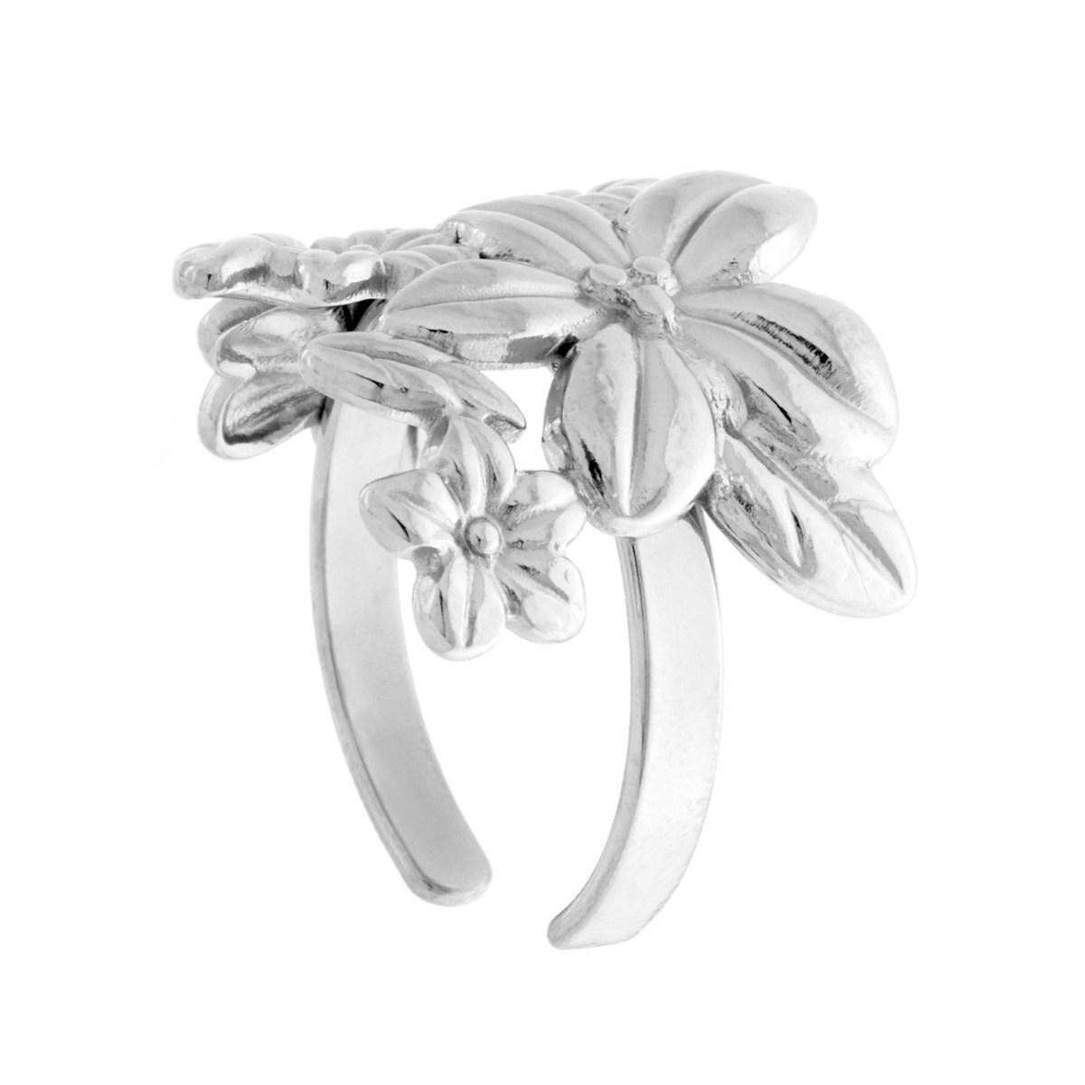Anello Fascetta con Decoro Floreale in ACCIAIO
