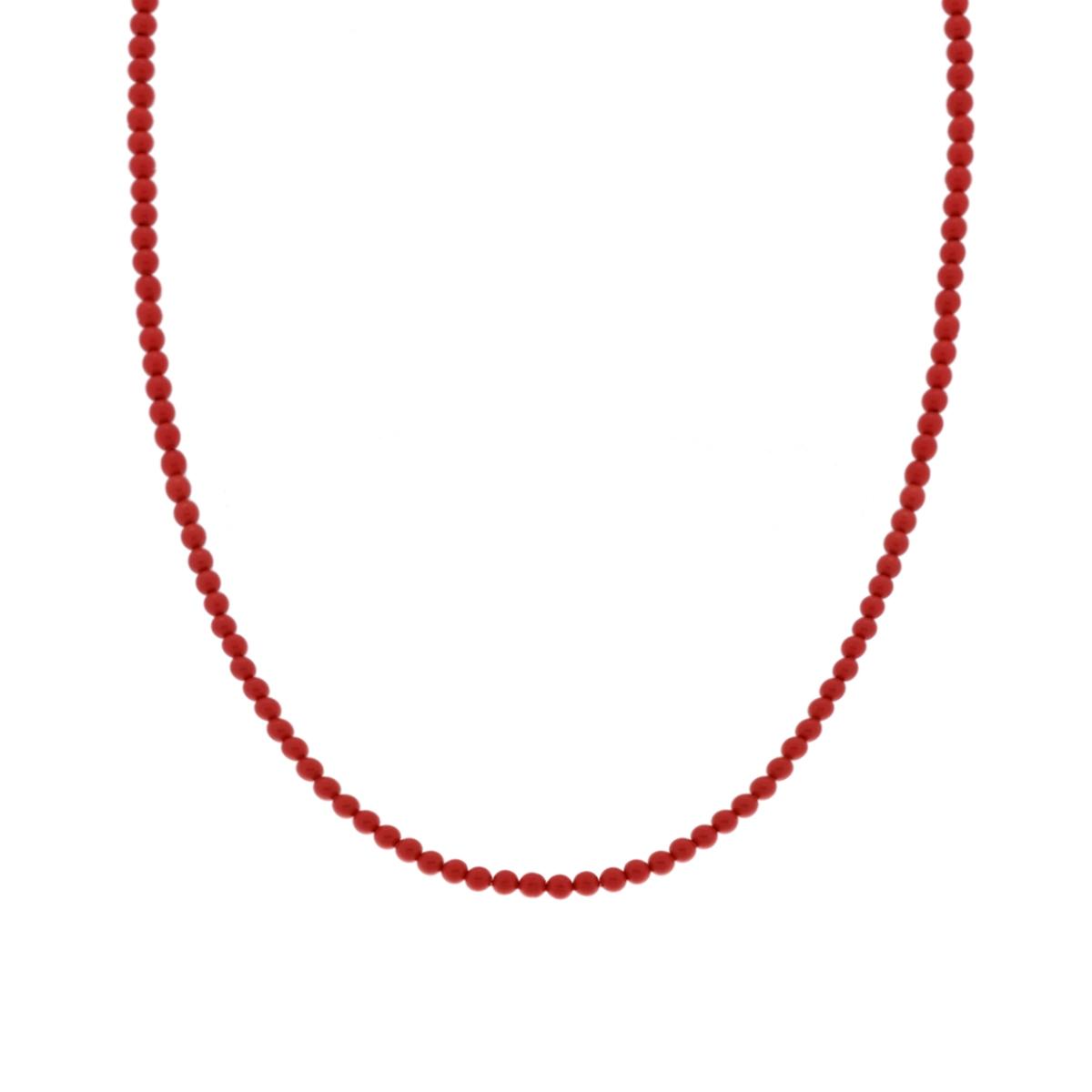 Collana filo Perle mm 3 colore Rosso Corallo in ACCIAIO