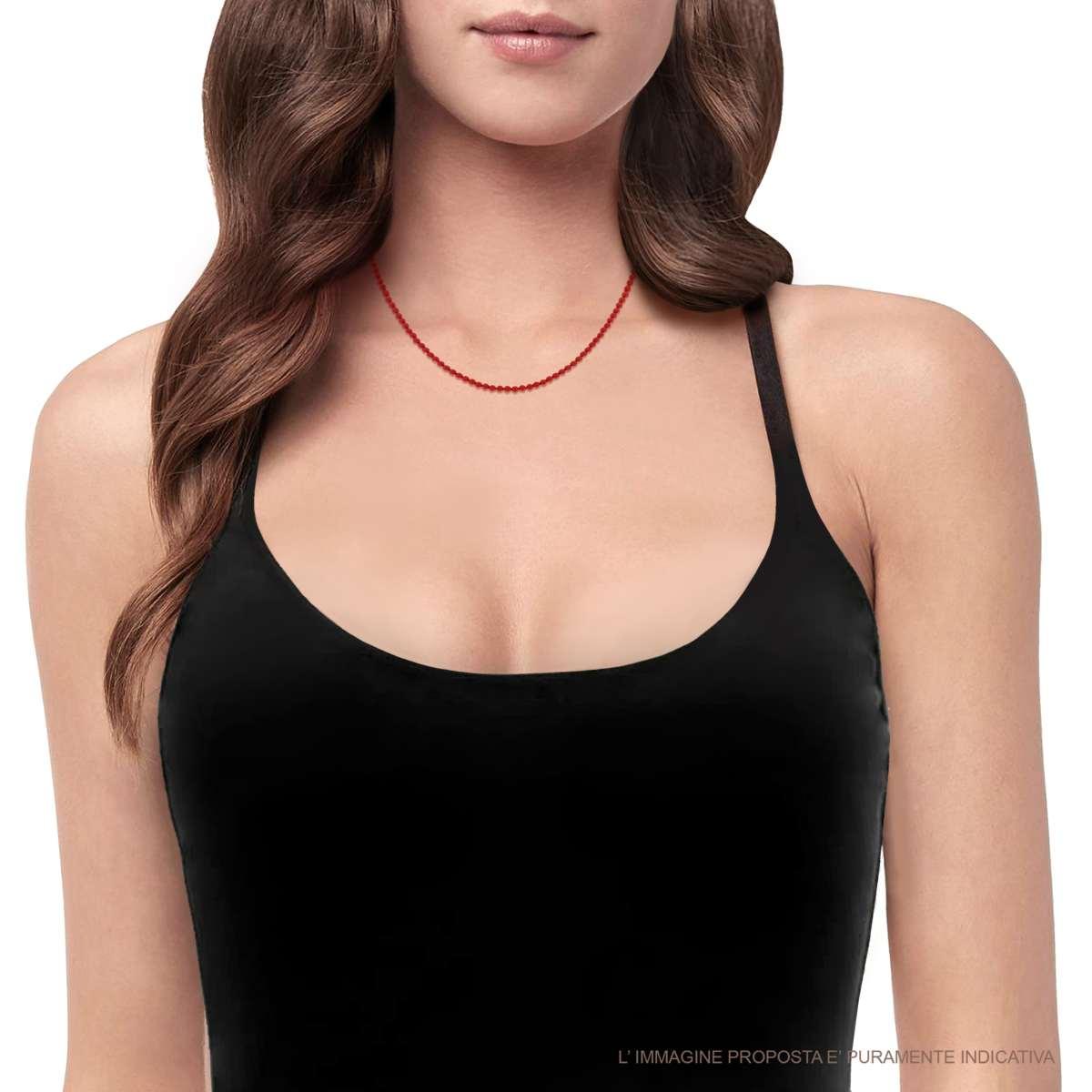 Collana filo Perle mm 3 colore Rosso Corallo in ACCIAIO