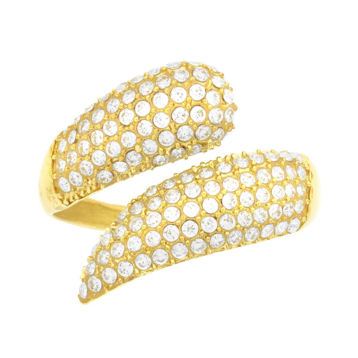 Anello Chunky Contrarie Abbraccio con Crystal Bianchi in ACCIAIO colore Oro