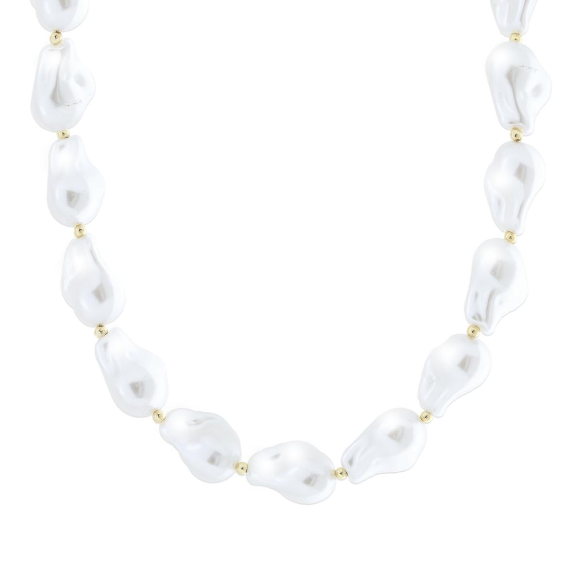 Collana Perle Scaramazza mm 16 x 23 con Palline in ACCIAIO colore Oro