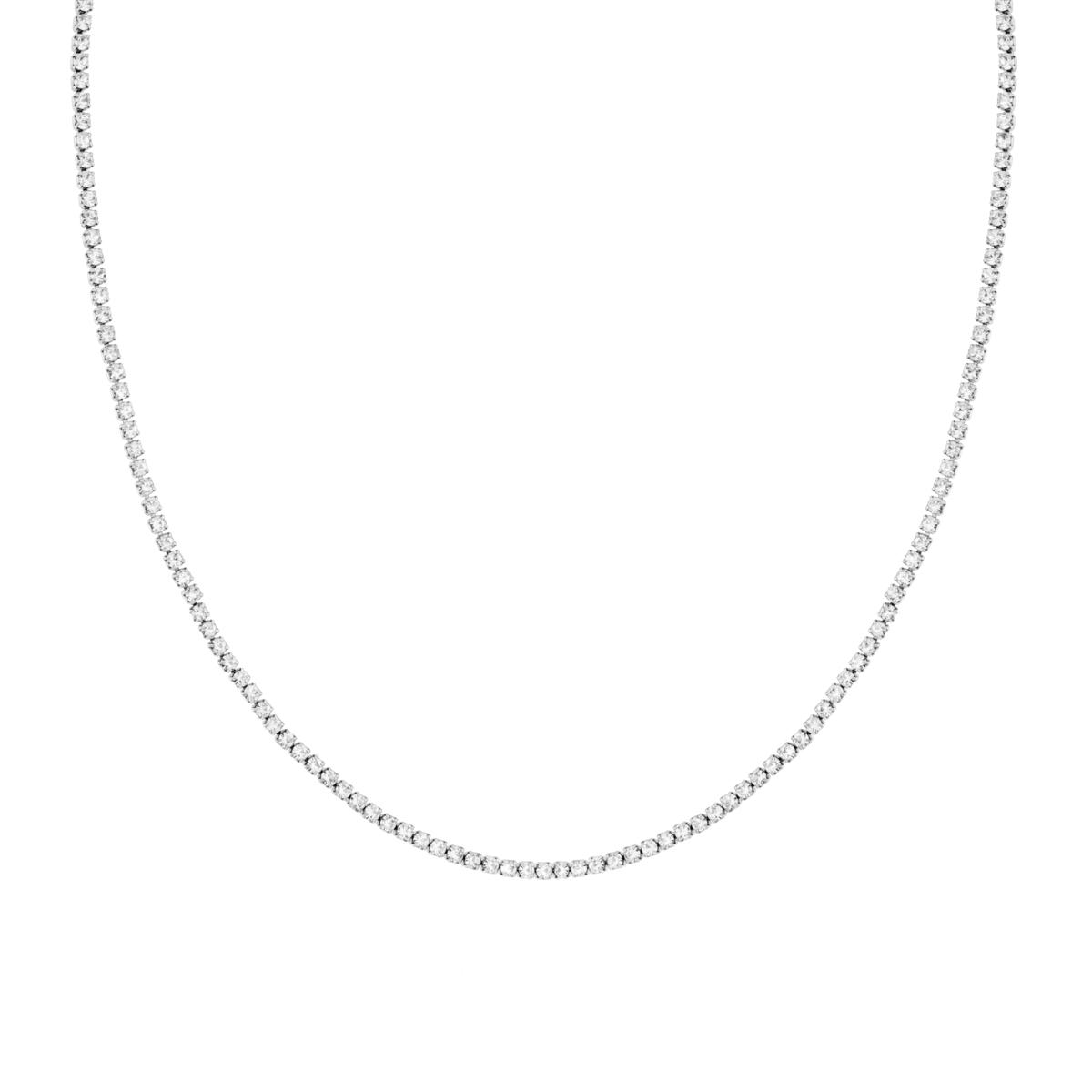 Collana Tennis Griffe cm 40+3 con Crystal mm 2 Bianchi in ACCIAIO