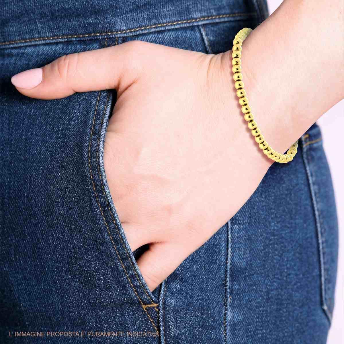 Bracciale Catena Palline Lisce mm 5 in ACCIAIO colore Oro