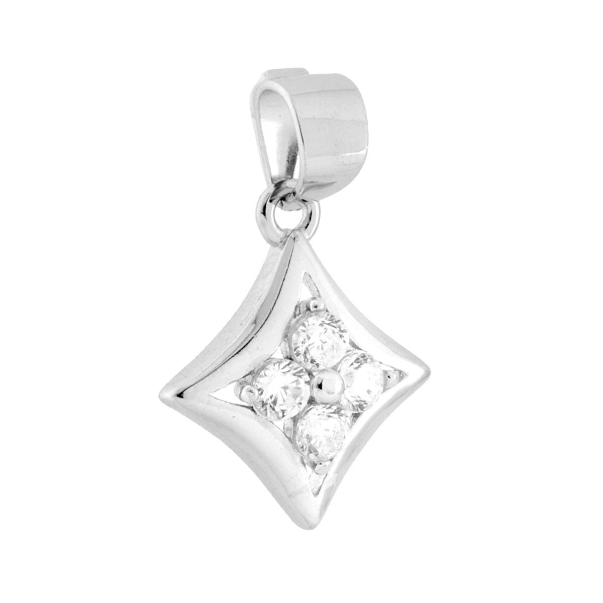 Parure Set Orecchini e Ciondolo Stella con Cubic Zirconia Bianchi in ARGENTO 925 Galvanica Rodio