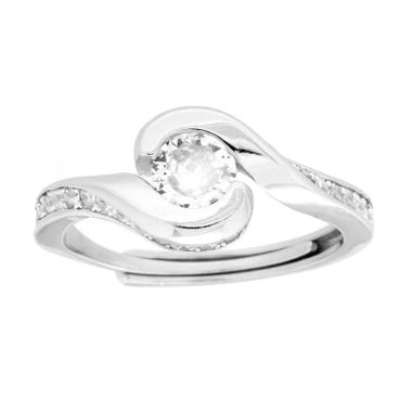 Anello Solitario mm 5 con Cubic Zirconia Bianchi in ARGENTO 925 Galvanica Rodio