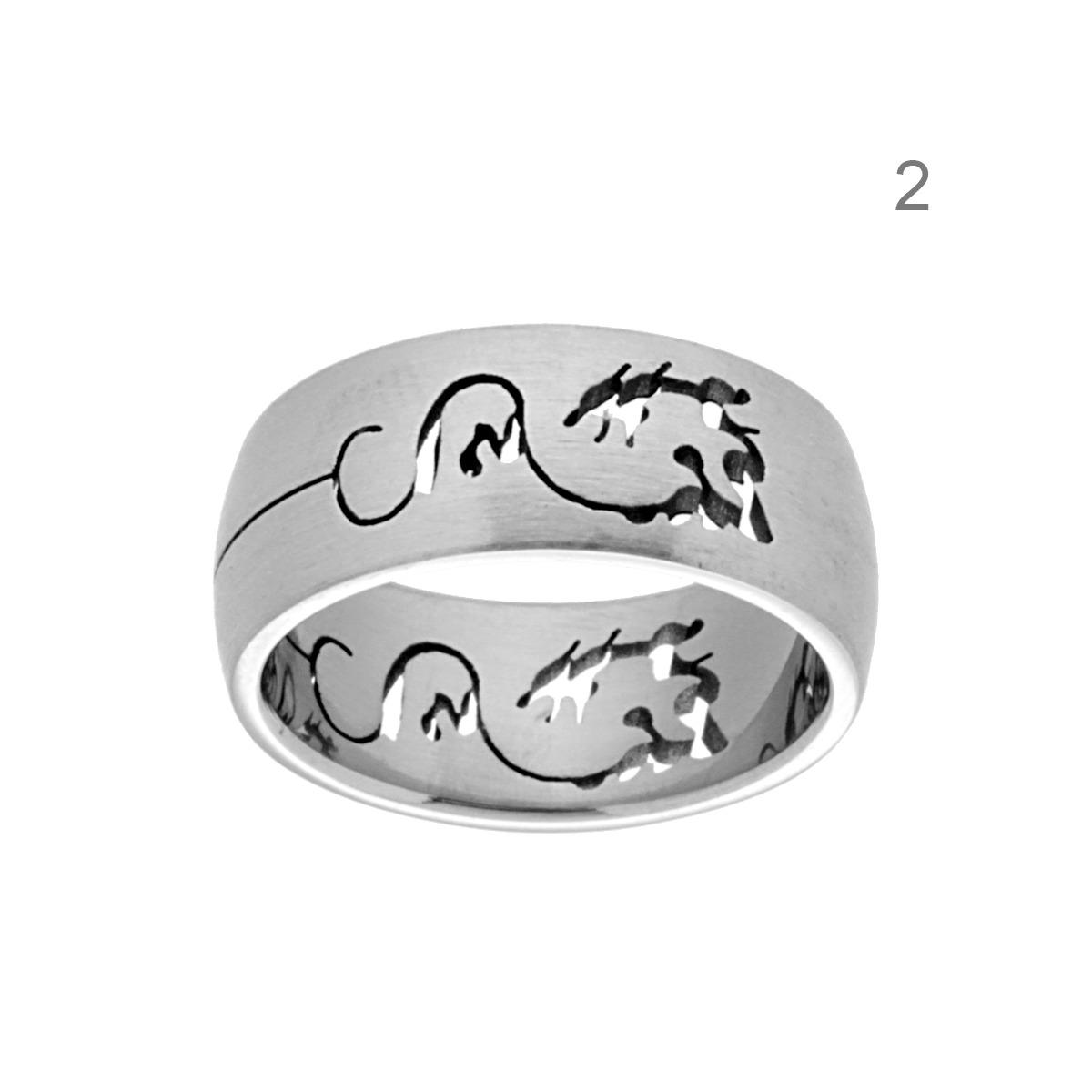 Anello Fascia con Decoro Traforato Drago o Geco in ACCIAIO