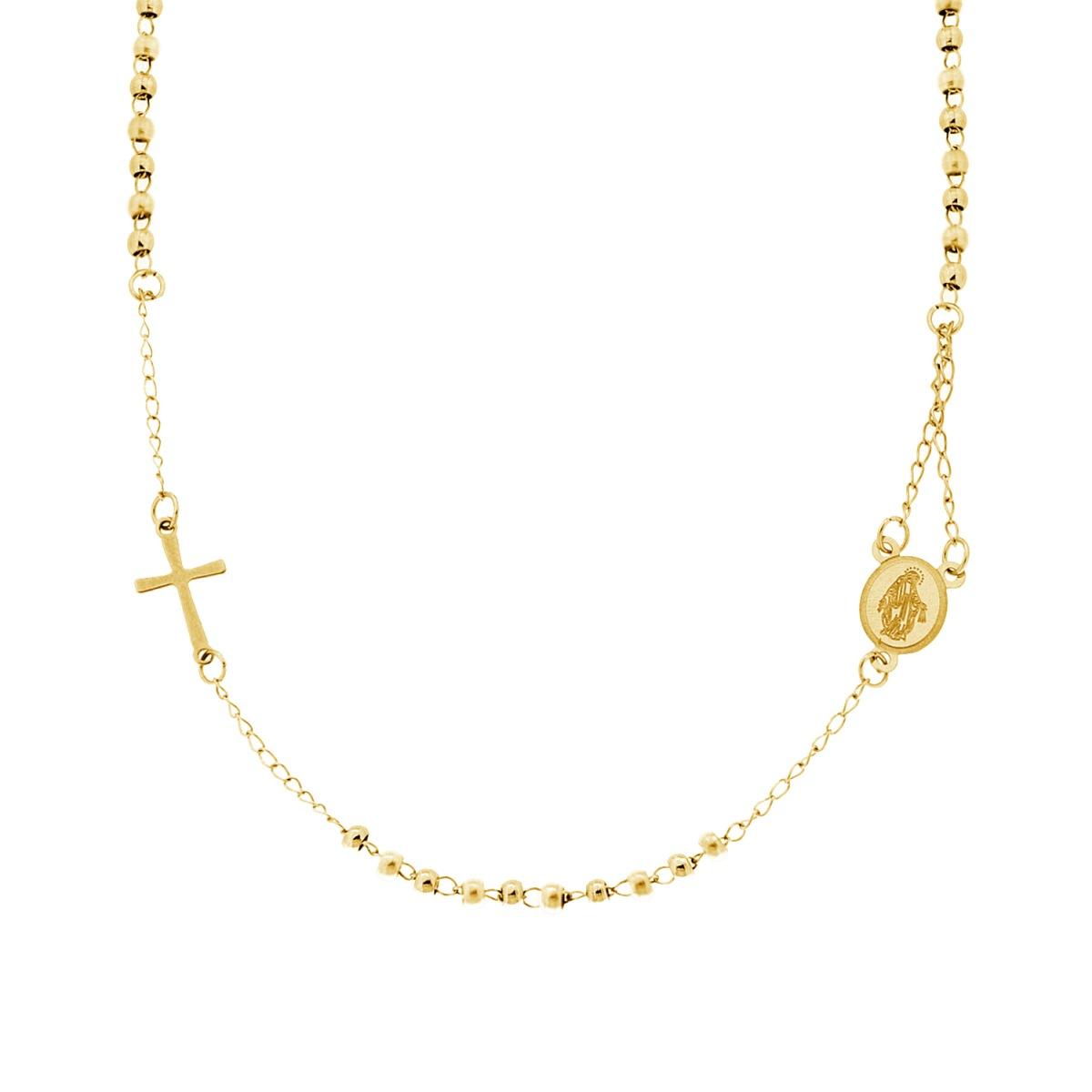 Collana Rosario Girocollo cm 50 con Palline mm 3 in ACCIAIO colore Oro