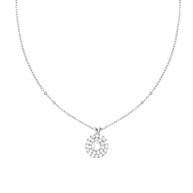 Collana Catena Forzatina Diamantata Tondo con Crystal Bianchi in ACCIAIO e OTTONE