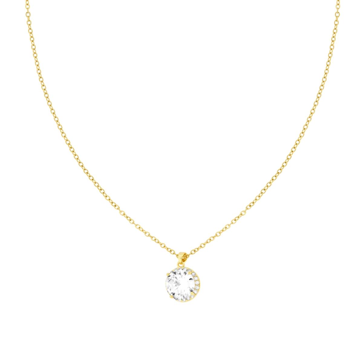 Collana Catena Forzatina Diamantata con Punto Luce e Crystal Bianchi in ACCIAIO e OTTONE colore Oro