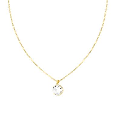 Collana Catena Forzatina Diamantata con Punto Luce e Crystal Bianchi in ACCIAIO e OTTONE colore Oro