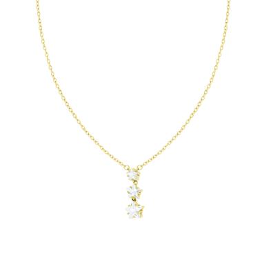Collana Catena Forzatina Diamantata con Stelle Trilogy Crystal Bianchi in ACCIAIO e OTTONE colore Oro