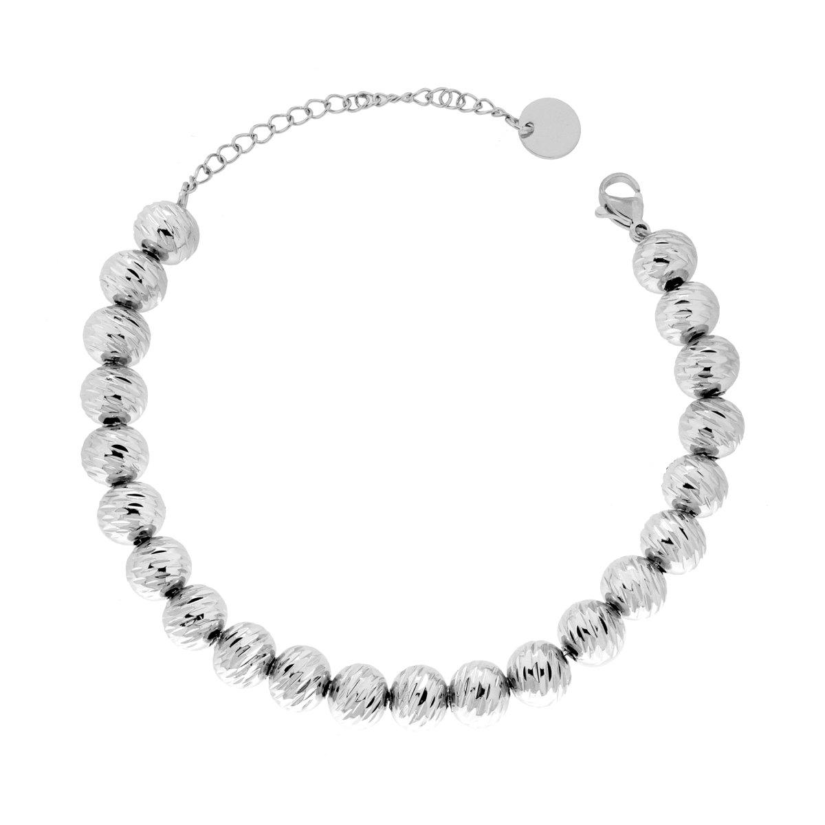Bracciale Catena con Palline Diamantate mm 8 in ACCIAIO