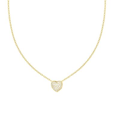 Collana Catena Forzatina con Cuore e Crystal Bianchi in ACCIAIO E OTTONE colore Oro