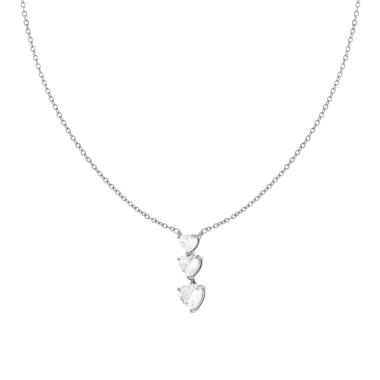 Collana Catena Forzatina con Trilogy Cuori e Crystal Bianchi in ACCIAIO E OTTONE