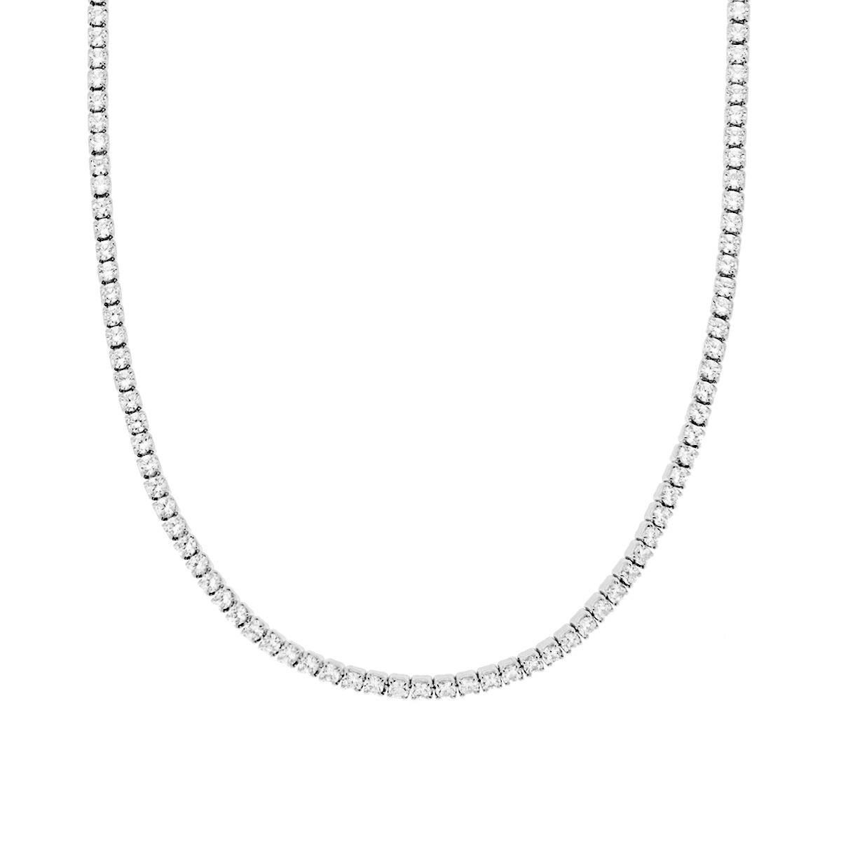 Collana Tennis Griffe cm 30+10 con Crystal mm 3 Bianchi in ACCIAIO