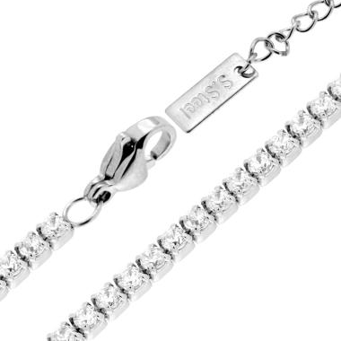 Collana Tennis Griffe cm 30+10 con Crystal mm 3 Bianchi in ACCIAIO