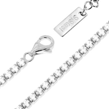Collana Tennis Griffe cm 40+5 con Crystal mm 2 Bianchi in ACCIAIO