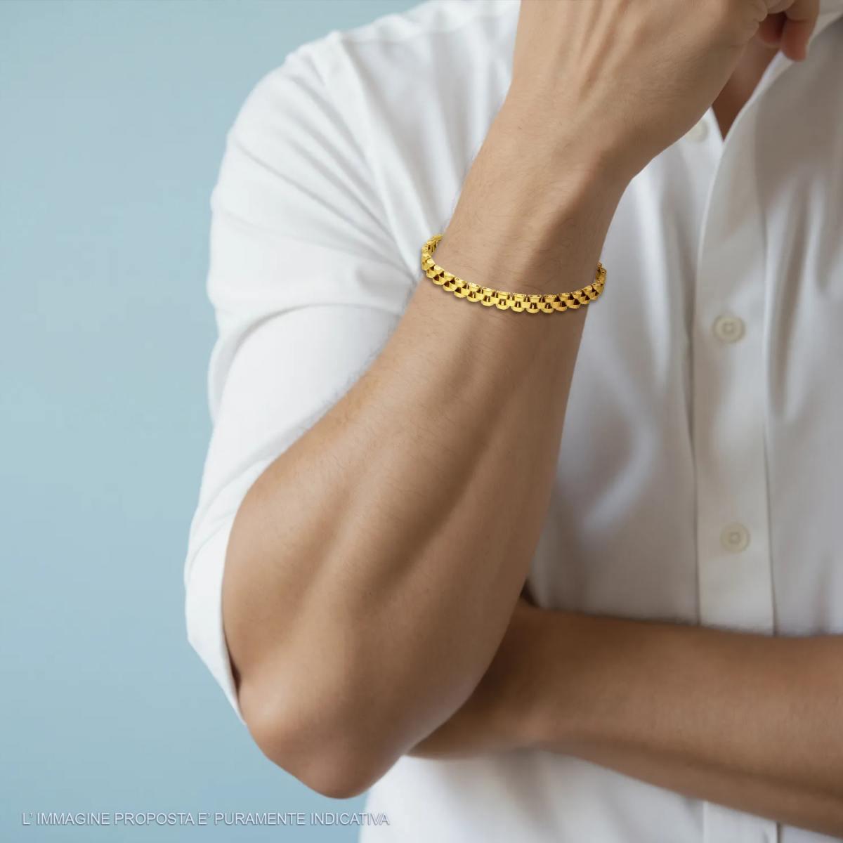 Bracciale Uomo Maglia Imperniata in ACCIAIO colore Oro