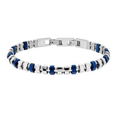 Bracciale Uomo Catena Prisma con dettagli colore Blu in ACCIAIO