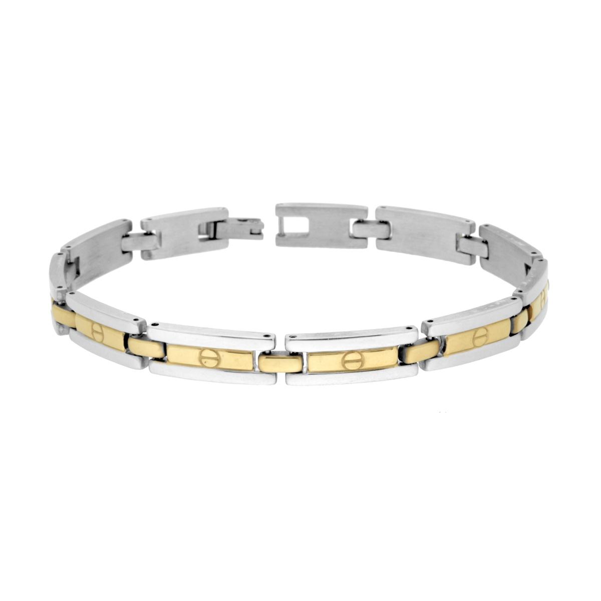 Bracciale Uomo Maglia Imperniata dettagli colore Oro in ACCIAIO