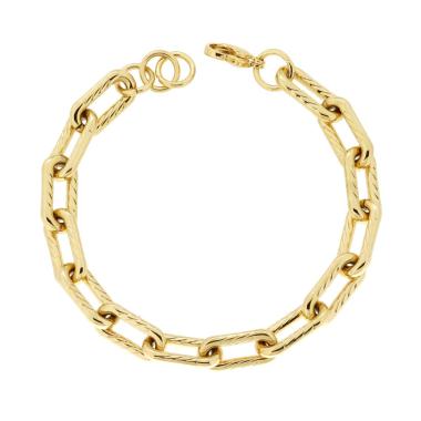 Bracciale Catena Forzatina Allungata Diamantata in ACCIAIO colore Oro
