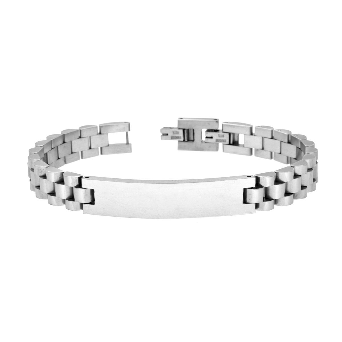 Bracciale Uomo Maglia Imperniata con Targa in ACCIAIO