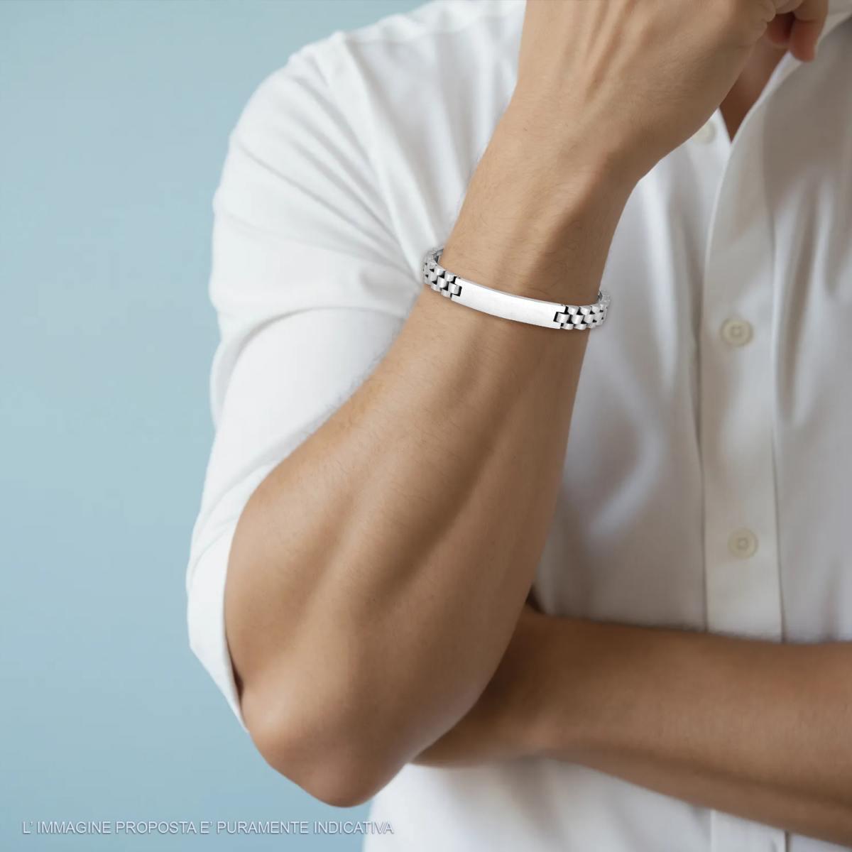 Bracciale Uomo Maglia Imperniata con Targa in ACCIAIO