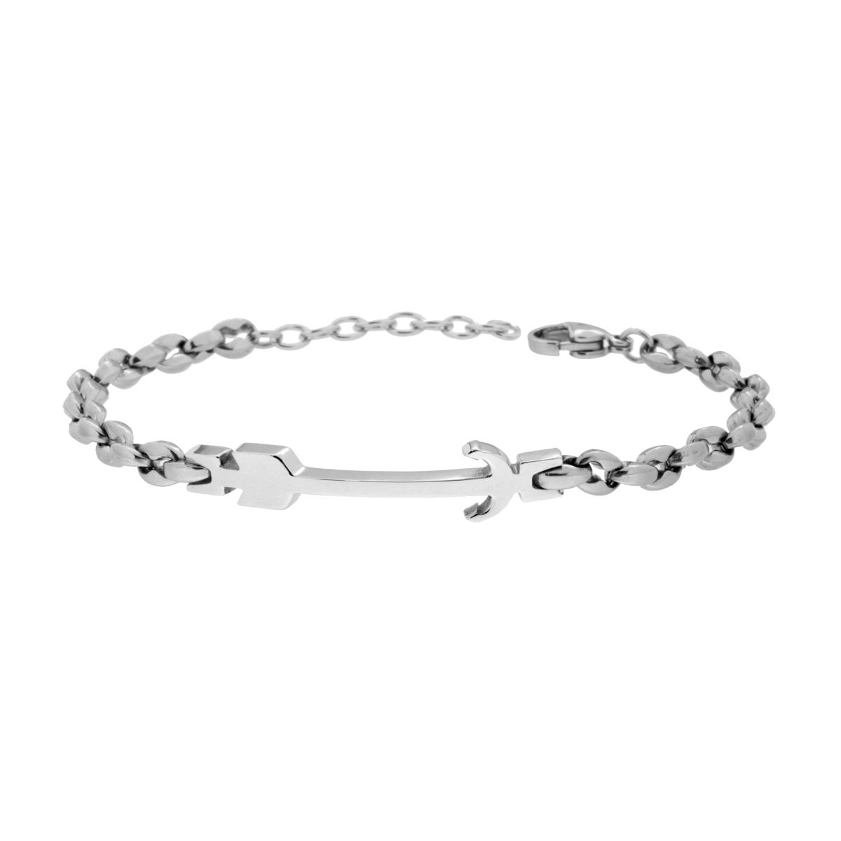 Bracciale Uomo Catena Marinara con Targa Freccia in ACCIAIO