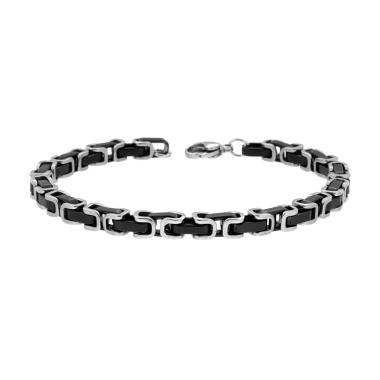 Bracciale Uomo Catena Bizantina Nera in ACCIAIO