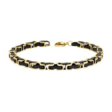 Bracciale Uomo Catena Bizantina Nera in ACCIAIO colore Oro