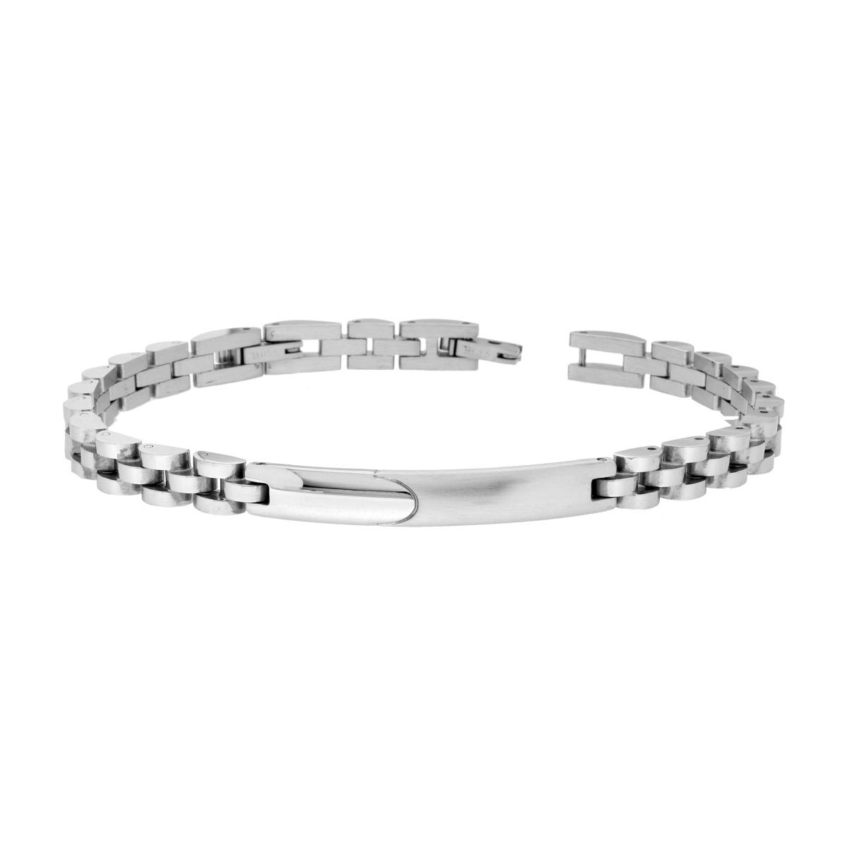 Bracciale Uomo Maglia Imperniata con Targa in ACCIAIO