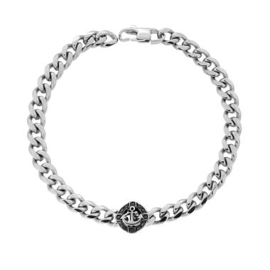 Bracciale Uomo Catena Grumetta con Ancora in ACCIAIO