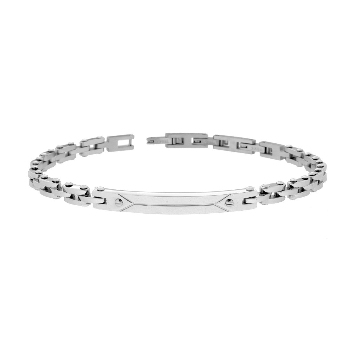 Bracciale Uomo Maglia Imperniata con Targa in ACCIAIO