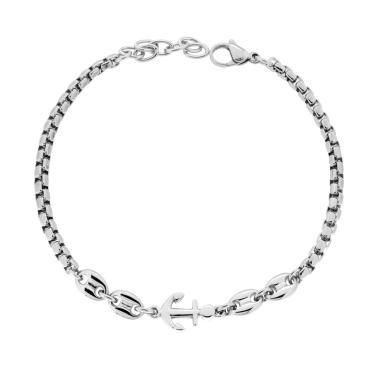 Bracciale Uomo Catena Veneziana e Marinara con Ancora in ACCIAIO