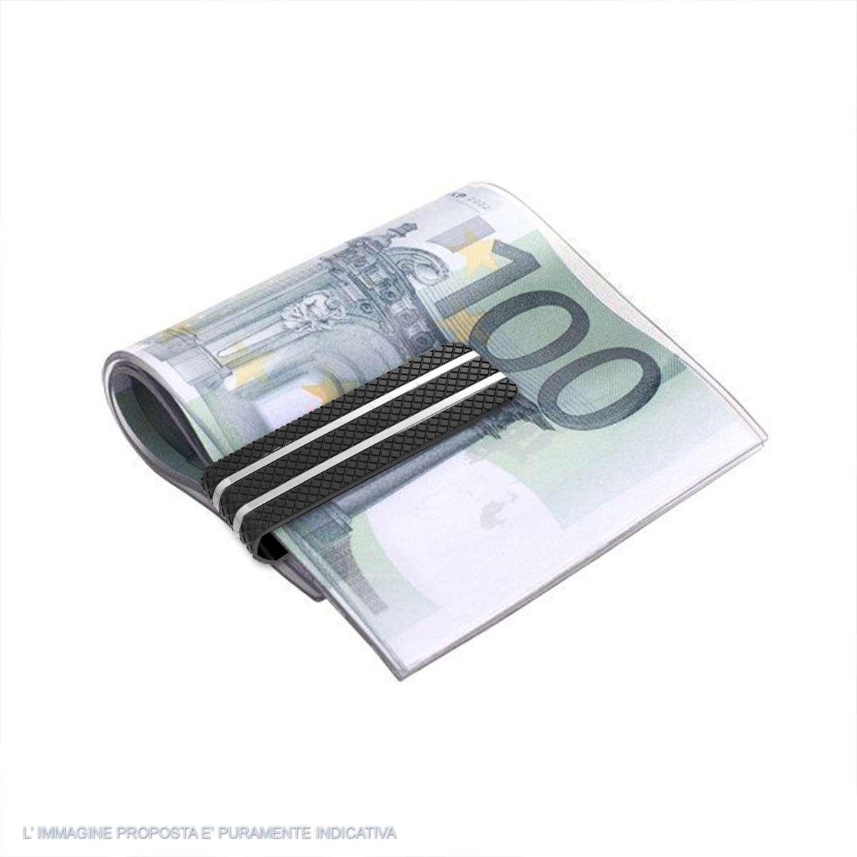 Fermacravatta Plain Quadrettato a strisce in ACCIAIO colore Nero