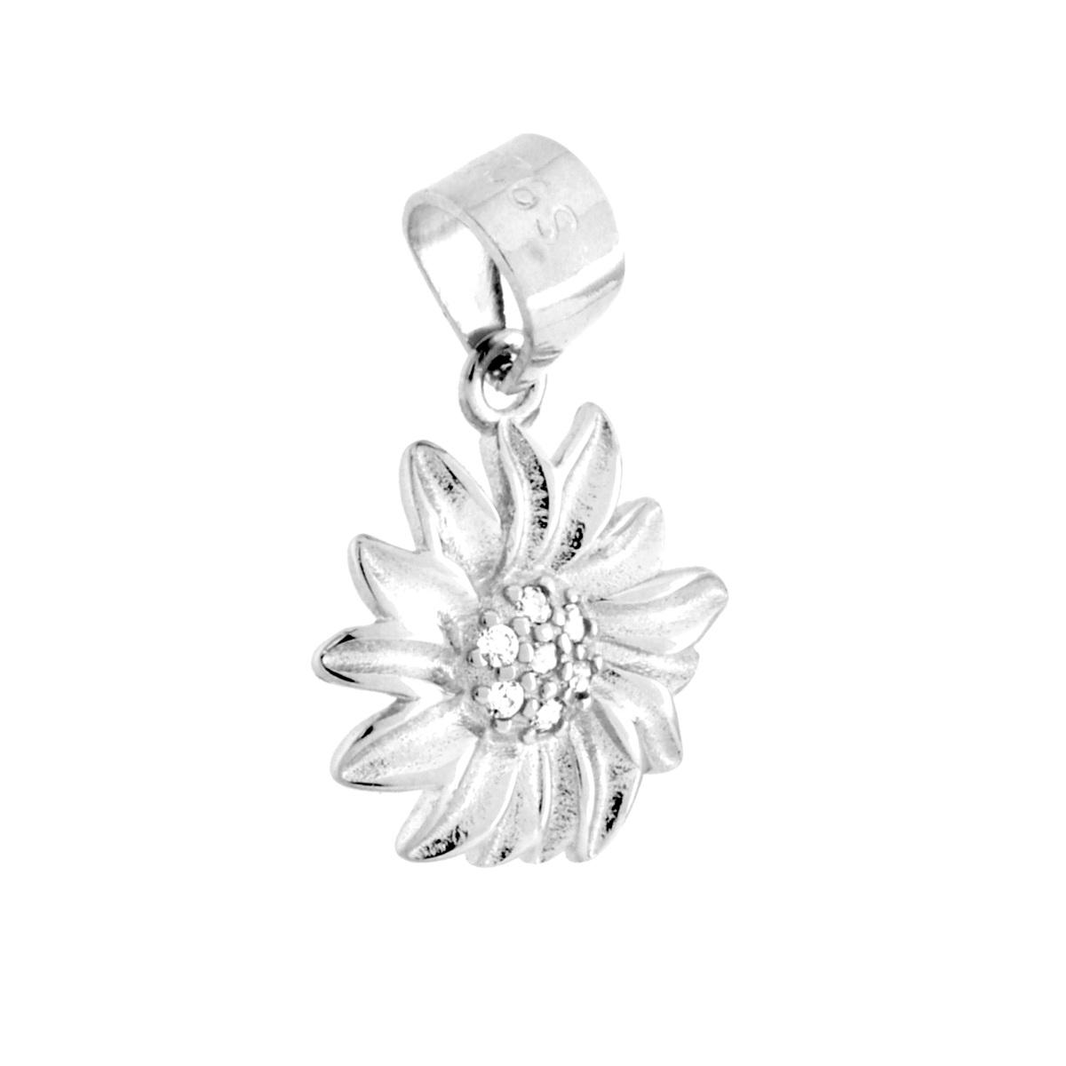 Ciondolo Girasole con Cubic Zirconia Bianchi in ARGENTO 925 Galvanica Rodio