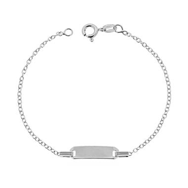 Bracciale Targa Bimba Bimbo con Catena Forzatina cm 16 in ARGENTO 925 Galvanica Rodio