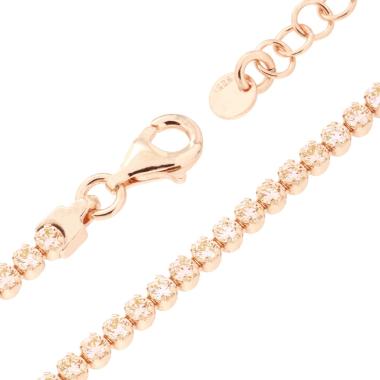 Bracciale Tennis Griffe cm 16+3 con Cubic Zirconia mm 2 Champagne in ARGENTO 925 Galvanica Rosa