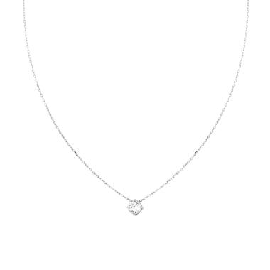 Collana Catena Forzatina Diamantata con Punto Luce Cubic Zirconia Bianco mm 5 in ARGENTO 925 Galvanica Rodio