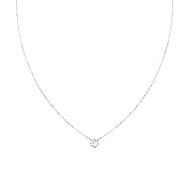 Collana Catena Forzatina Diamantata con Punto Luce Cubic Zirconia Bianco mm 4 in ARGENTO 925 Galvanica Rodio