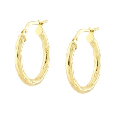 Orecchini a Cerchio mm 20 con Canna effetto Ramo mm 2.5 in ARGENTO 925 Galvanica Oro