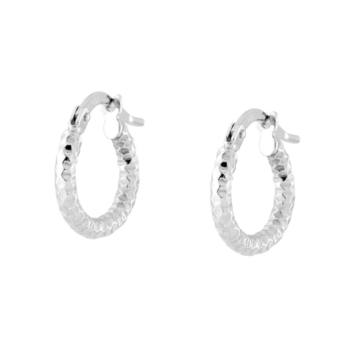 Orecchini a Cerchio mm 12 con Canna Diamantata mm 2 in ARGENTO 925 Galvanica Rodio