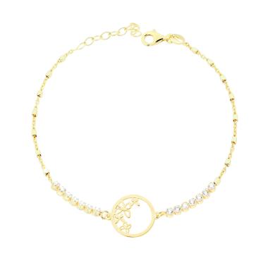 Bracciale Catena Forzatina con Cubetti Tennis Cubic Zirconia Bianchi e Faralle in ARGENTO 925 Galvanica Oro