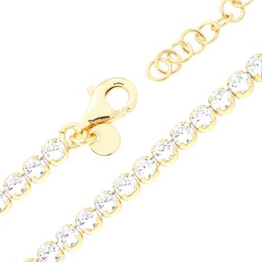 Bracciale Tennis Griffe cm 16+3 con Cubic Zirconia mm 3 Bianchi in ARGENTO 925 Galvanica Oro