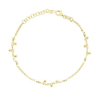 Bracciale Catena Rolo con Palline in ARGENTO 925 Galvanica Oro