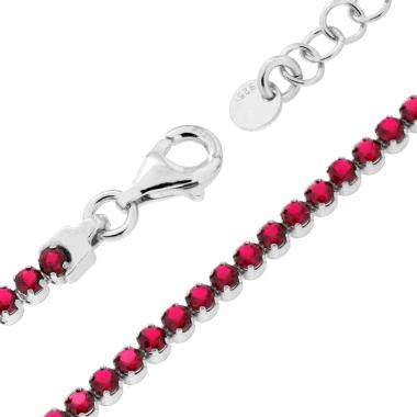 Bracciale Tennis Griffe cm 16+3 con Cubic Zirconia mm 2 Rosso Rubino in ARGENTO 925 Galvanica Rodio