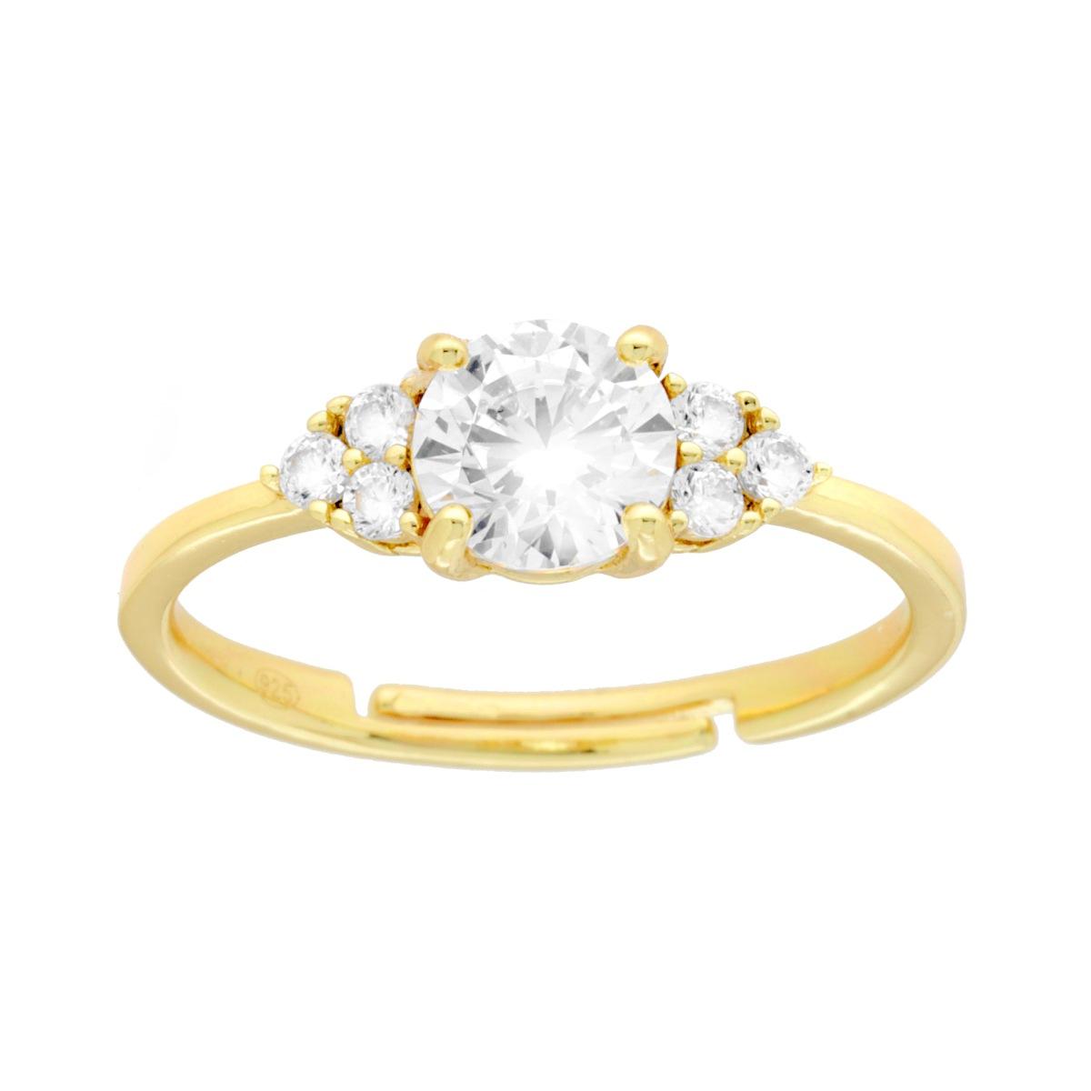 Anello Trilogy con Cubic Zirconia Bianchi in ARGENTO 925 Galvanica Oro