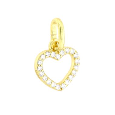 Ciondolo Cuore con Cubic Zirconia Bianchi in ARGENTO 925 Galvanica Oro