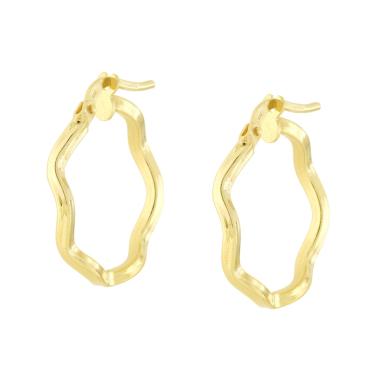 Orecchini Cerchio Ondulati in ARGENTO 925 Galvanica Oro